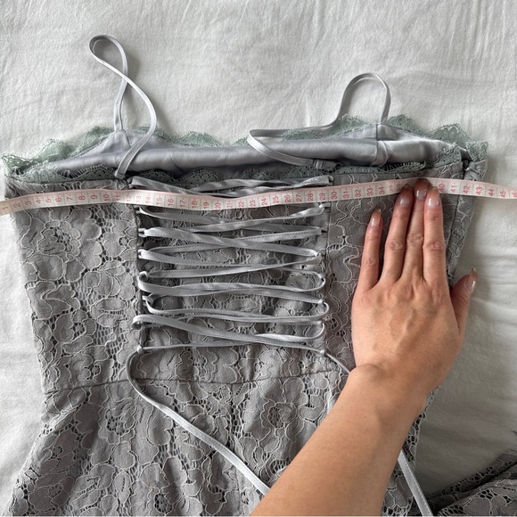 NWT Gray Lace Midi dress with Lace-up at back - Picture 10 of 11